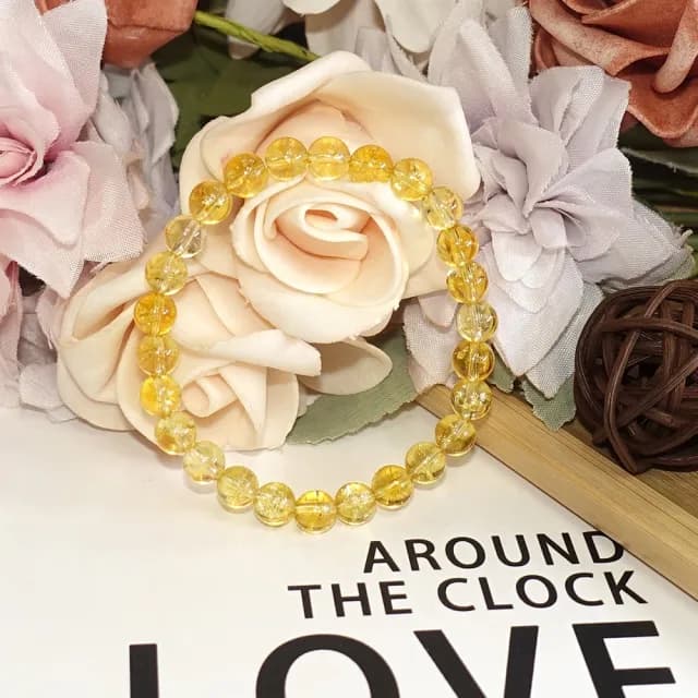 【德山珠寶】特價5A級6mm黃水晶手鍊(情人節生日禮物飾品母親節水晶手鍊CE476)