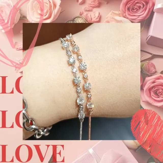 【Luster】狂銷雙11!1.5克拉 D VS  玫瑰金 培育鑽 鑽石手鍊(禮物傳遞摯愛閃耀永恆)