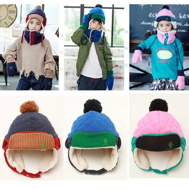 【橘魔法】菱格刺繡護耳帽(帽子 防風帽 配件 聖誕節 保暖 滑雪 中性款 男童 女童 兒童 童裝)