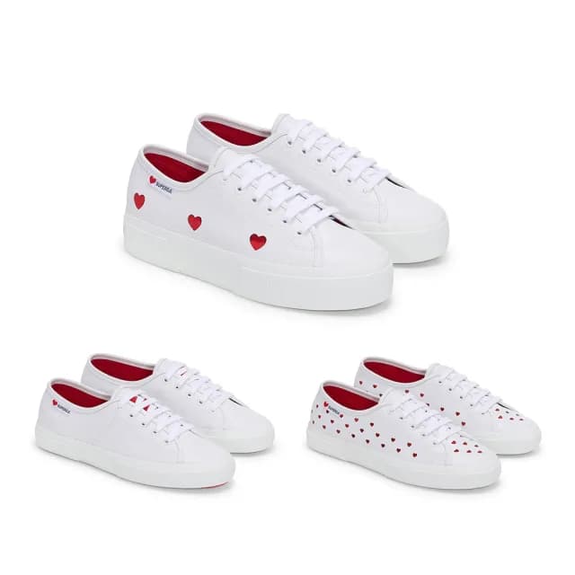 【SUPERGA】休閒鞋 女鞋 運動鞋 厚底鞋 3740 3750 輕量系列 情人節限定款 愛心 白紅 共3款
