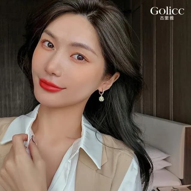 【Golicc】耳環 貓眼石 精緻鑲鑽 耳飾(七夕 情人節 生日 飾品 耳釘 耳飾 耳墜 禮物)
