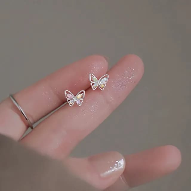 【Umi】夢蝶之舞｜簡約唯美氣質耳飾(白金色)