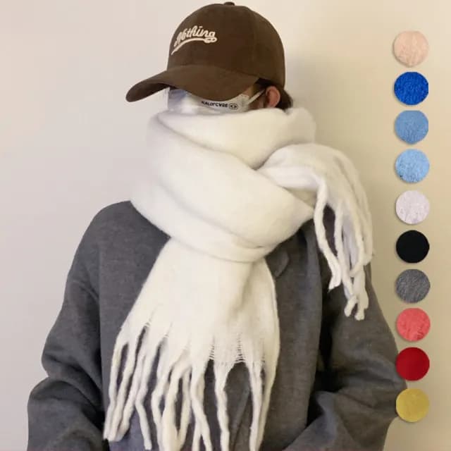 【橘魔法】純色蓬鬆軟糯海馬毛圍巾(披肩 披巾 毯子 大人 配件 寒流 滑雪 保暖 交換禮物)