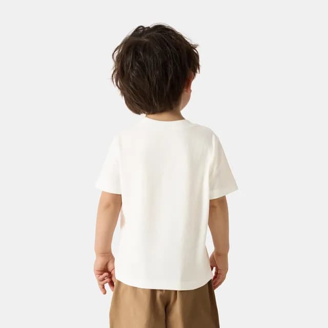 【GAP】男幼童裝 純棉小熊刺繡圓領短袖T恤-白色(707178)