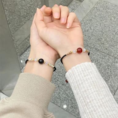 【KT DADA】情侶手鍊 閨蜜手鍊 招財手鍊 水晶手鍊 情人節禮物 手鍊串珠 純銀手鍊 925 紅瑪瑙 黑