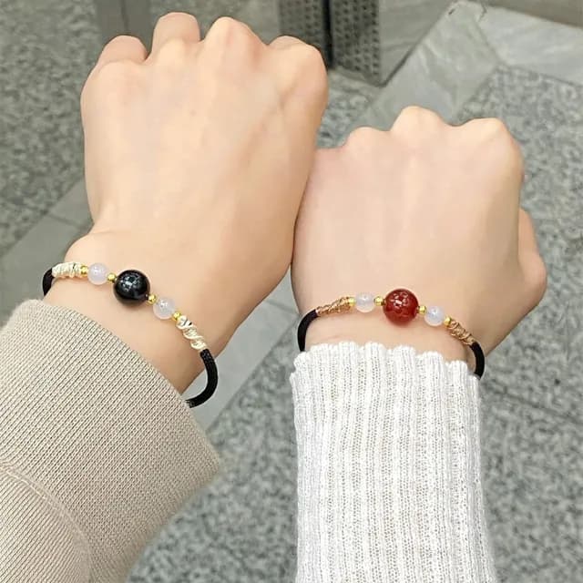 【KT DADA】情侶手鍊 閨蜜手鍊 招財手鍊 水晶手鍊 情人節禮物 手鍊串珠 純銀手鍊 925 紅瑪瑙 黑