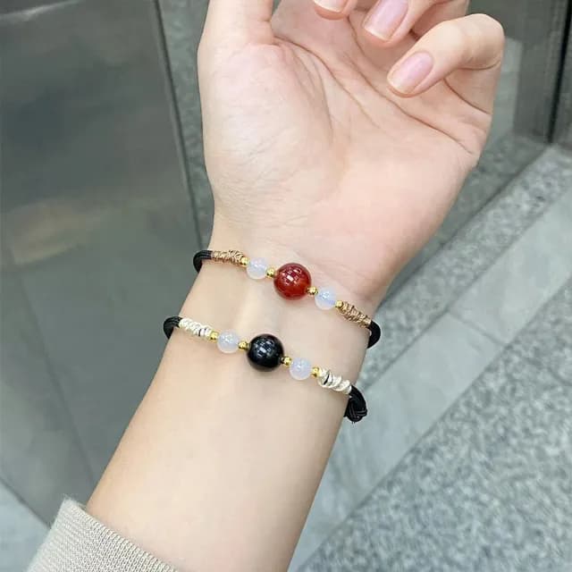 【KT DADA】情侶手鍊 閨蜜手鍊 招財手鍊 水晶手鍊 情人節禮物 手鍊串珠 純銀手鍊 925 紅瑪瑙 黑