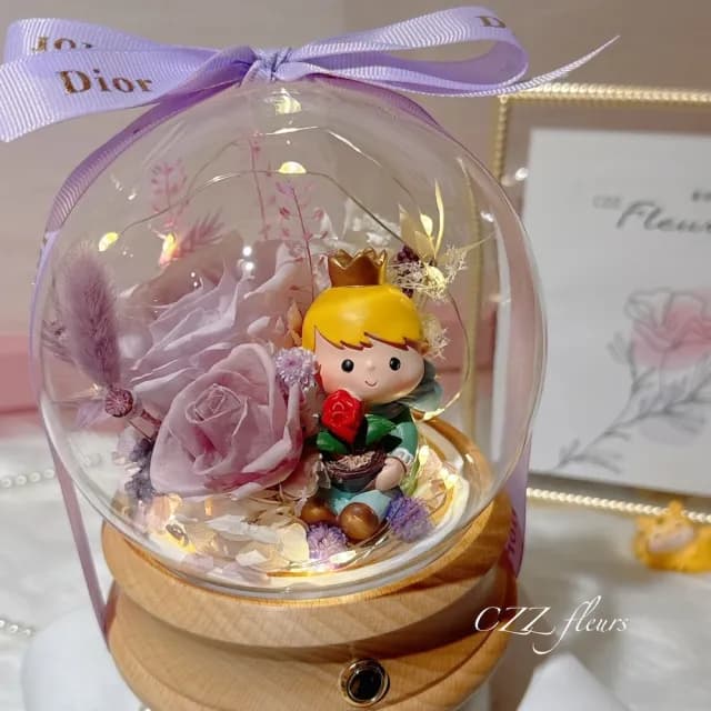 【喜滋滋】小王子玫瑰永生花藍芽音響 藍芽喇叭玻璃罩夜燈(情人節禮物/生日禮物/告白禮物/週年慶/創意禮物)