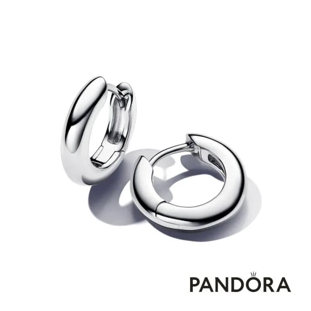 【Pandora 官方直營】自然圓弧耳環圈(925銀)