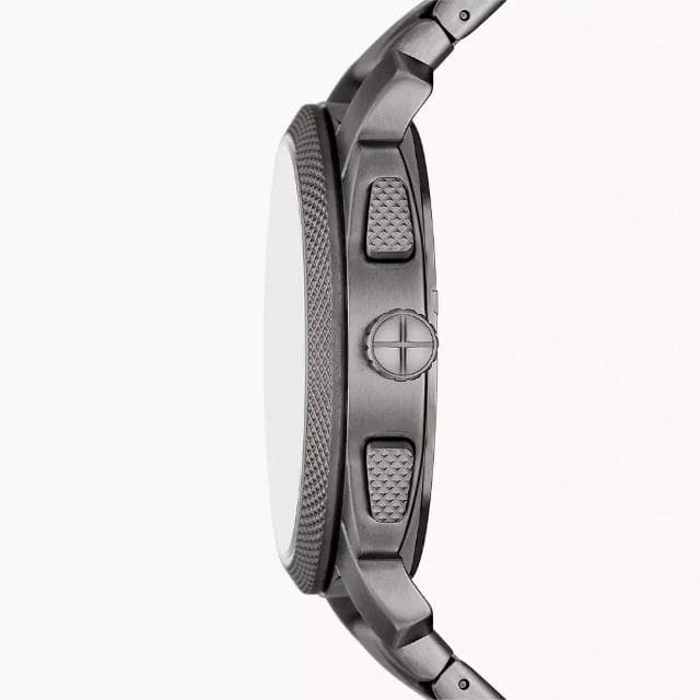 【FOSSIL】Machine 簡約撞色工業風三眼計時手錶-黑x藍/44mm 母親節 送禮 禮物(FS6098)