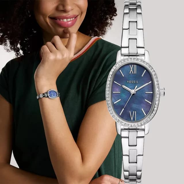 【FOSSIL】Penny 晶鑽橢圓形女錶-23x29mm 禮物 送禮 推薦(BQ5003)