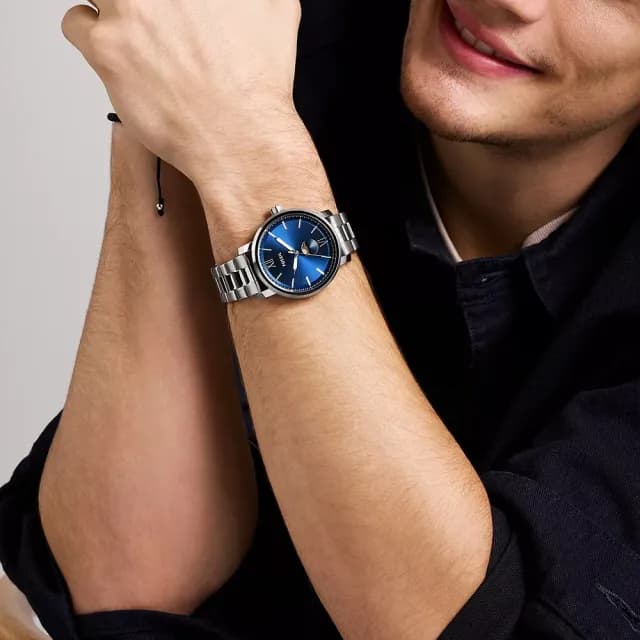 【FOSSIL】Rhett 日月相手錶-銀x藍/43mm 禮物 送禮 推薦(BQ2909)