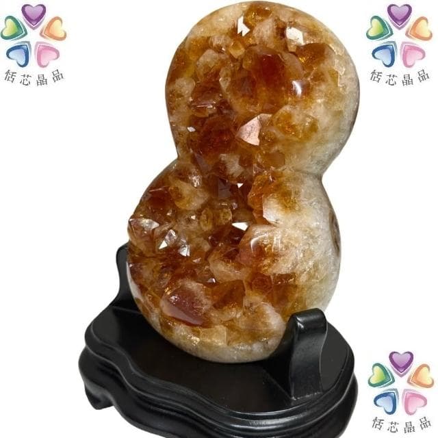 【恬芯晶品】VS13巴西頂級黃水晶葫蘆8天然水晶(黃水晶消磁淨化招財開運財位運勢提升天然水晶禮物)