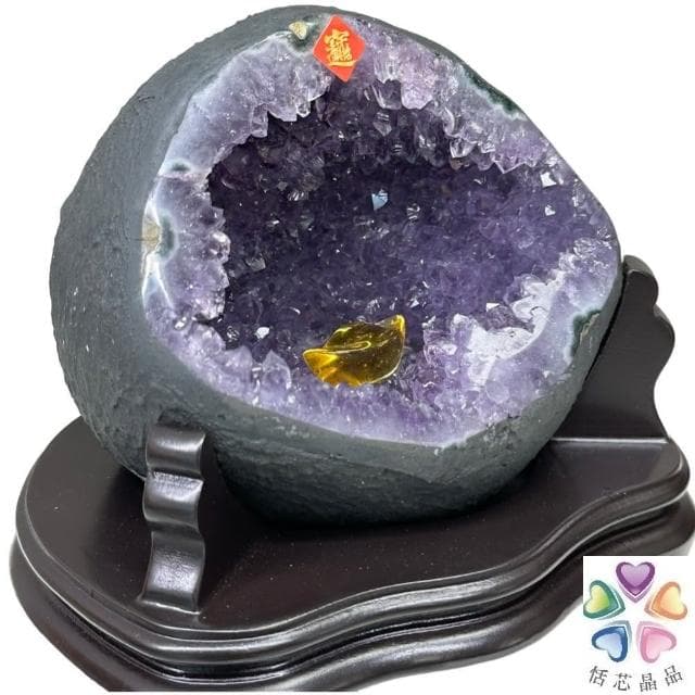 【恬芯晶品】HD7精選烏拉圭紫晶洞1.46KG錢袋子(圓洞聚財招財貴人開運風水帝王紫水晶新居禮物補財庫聖誕節)