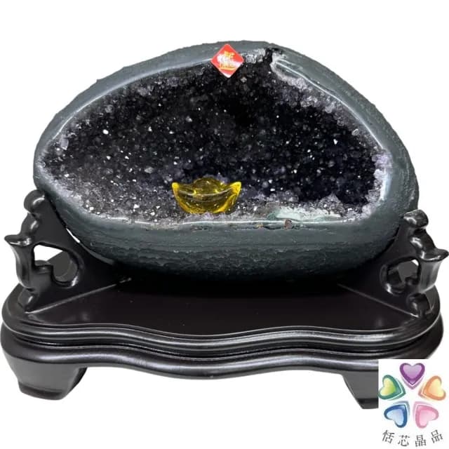 【恬芯晶品】HD5精選烏拉圭紫晶洞2.15KG錢袋子(圓洞聚財招財貴人開運風水帝王紫水晶新居禮物補財庫聖誕節)