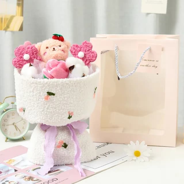 【天使愛美麗】卡通玩偶玫瑰花束 公仔毛絨花束(情人節 母親節  生日 婚禮 創意禮物)