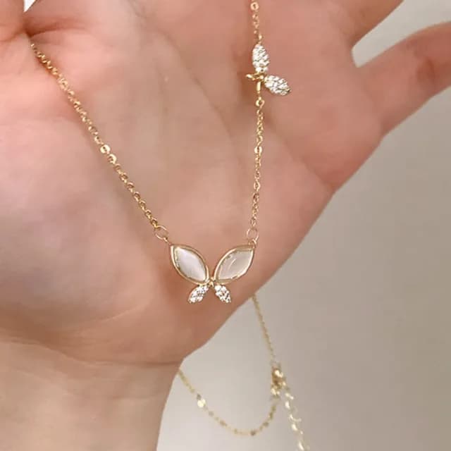 【KT DADA】情人節禮物 蝴蝶吊墜 女生項鍊 純銀項鍊 韓國項鍊 生日禮物 通體純銀 小眾設計 ins風 鎖骨鍊 飾