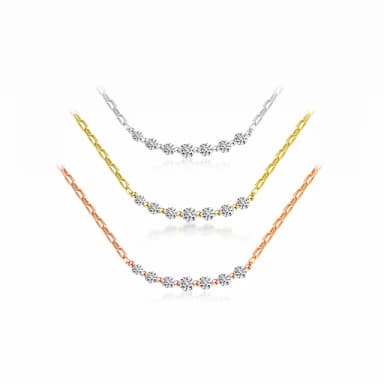 【City Diamond 引雅】18K日本鉑金天然鑽石12分黃K金 玫瑰金微笑造型項鍊-多色任選(東京Yuki系列)