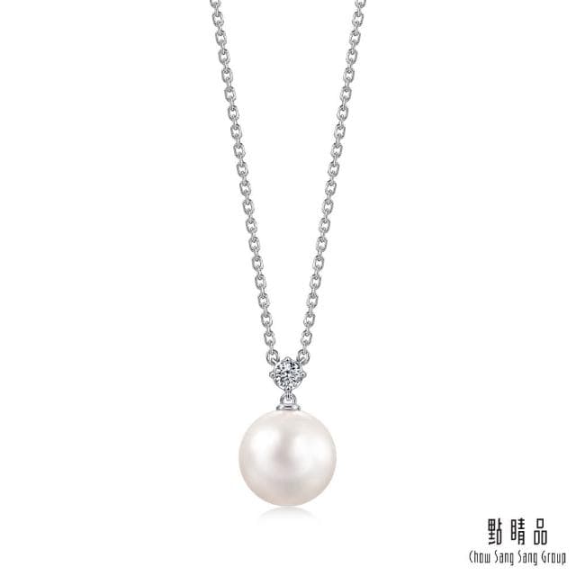 【點睛品】La Pelle 日本Akoya珍珠 18K金鑽石項鍊