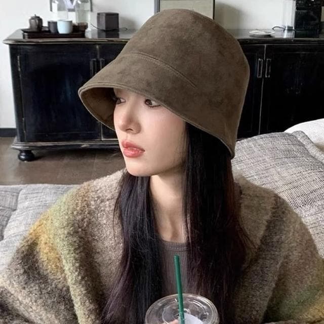 【KT DADA】母親節禮物 盆帽 漁夫帽 水桶帽 包頭帽 防寒帽 顯臉小 麂皮帽 韓系帽子 日系復古 秋冬穿搭 大頭