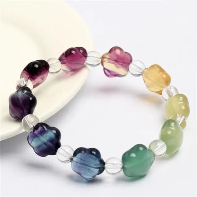 【Paiya 派亞】彩螢石五角星手鏈五星彩螢石手串單圈