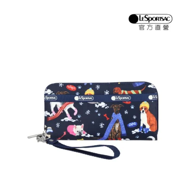 【LeSportsac官方直營】輕量尼龍 腕帶錢包(3462 雪國汪星人)