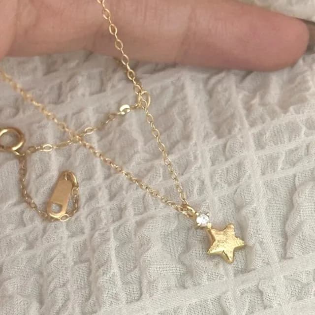 【LEEHER】星星項鍊/18k金項鍊/純銀項鍊/鋯石項鍊/氣質項鍊/鎖骨鍊/個性項鍊/百搭飾品/小眾設計