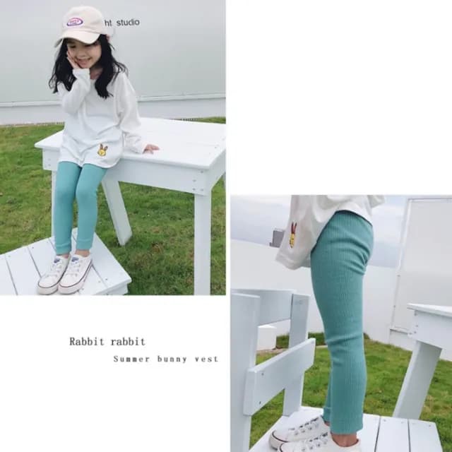 【橘魔法】螺紋坑條彈性長褲(內搭褲 長褲 安全褲 貼身褲 褲子 女童 兒童 童裝 中童)