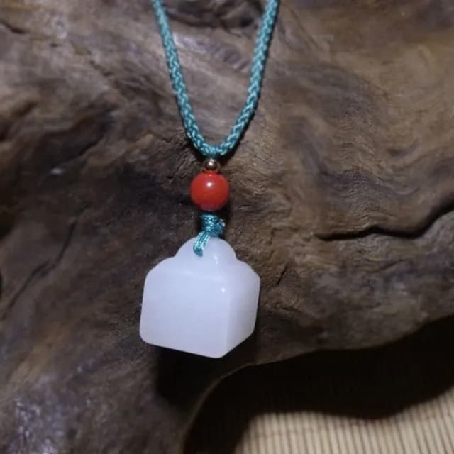 【Penny珮妮】羊脂白玉金絲玉稱心如意吊墜項鍊(母親節禮物 交換禮物 送女友 情人節 尾牙 新年)