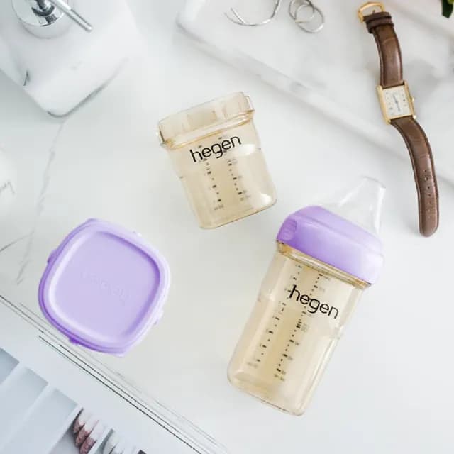 【hegen 總代理】PCTO™ 金色奇蹟PPSU多功能方圓型寬口奶瓶 330ml 雙瓶組(象牙白)