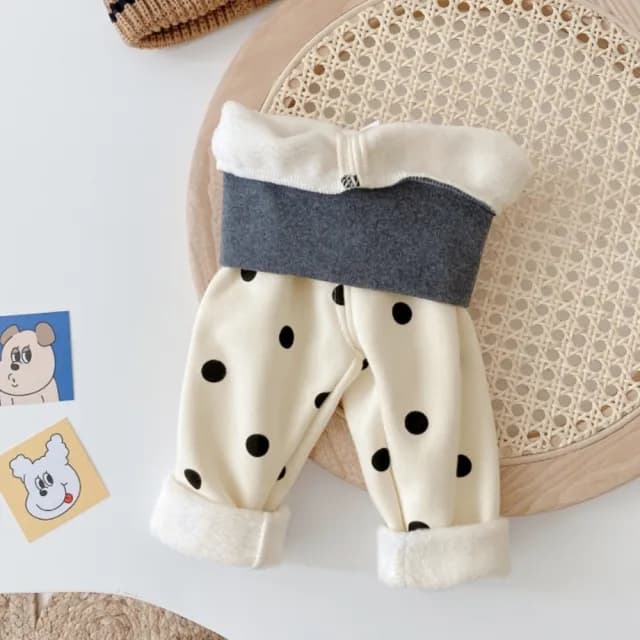 【橘魔法】滾邊點點不倒絨護肚居家服套裝(長袖上衣 長褲 褲子 睡衣 男童 女童 兒童 童裝)