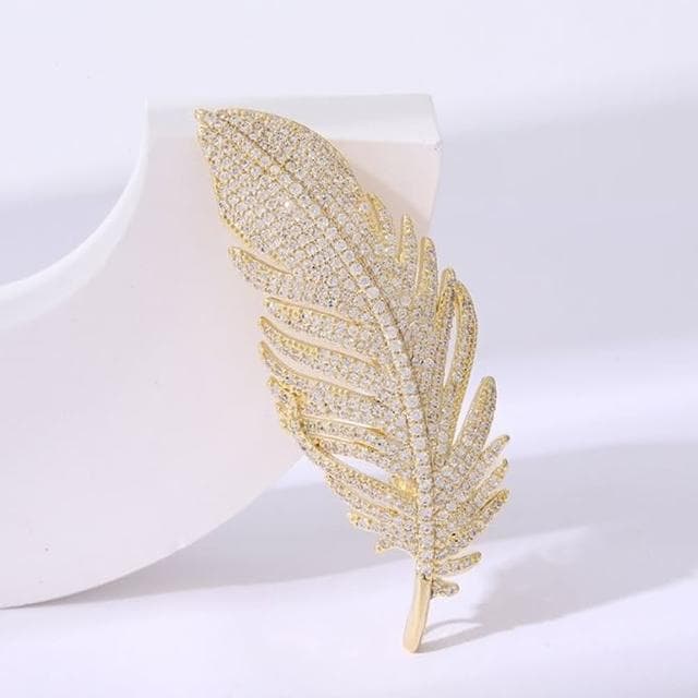 【Penny珮妮】韓版羽毛鋯石胸針胸花吊墜兩用(母親節 送女友 交換禮物  生日禮 情人節 尾牙 新年 結婚)