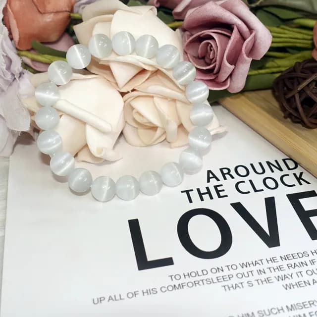 【德山珠寶】特價5A級10mm銀灰貓眼石造型手鍊(情人節生日禮物飾品母親節水晶手鍊/CE476)