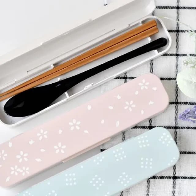 【SABU HIROMORI】日本製和風天然木筷+湯匙+環保收納盒組 2色任選(可洗碗機 環保筷 餐具組)