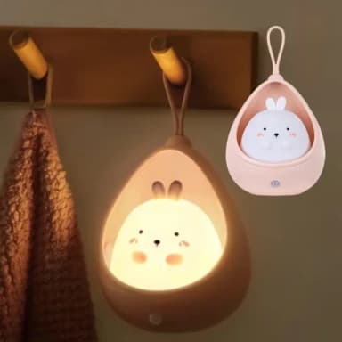 【掌心小寵】智能人體感應可愛白兔小夜燈(免觸摸 桌上擺飾 掛飾 壁掛燈 手電筒 生日禮物 小兜家族)