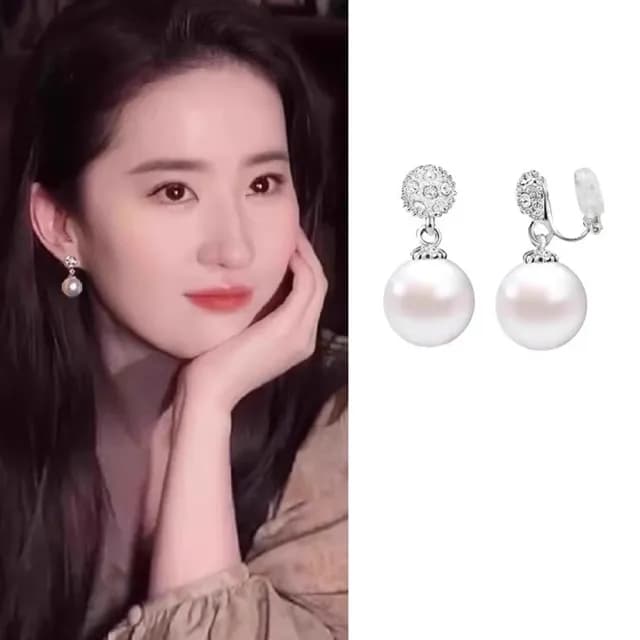 【ANGEL】輕奢明星珍珠水鑽無耳洞耳夾耳環(白色尺寸可選)