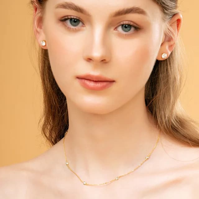 【CReAM】Nova鍍18K金色銀色五顆亮鑽鋯石金色銀色項鍊(生日 禮物 送禮 禮盒)