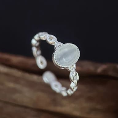 【LEESA】開口戒指\生日禮物\水晶戒指\白水晶\ins戒指\個性戒指\925純銀戒指\銀戒指\通體純銀\ 