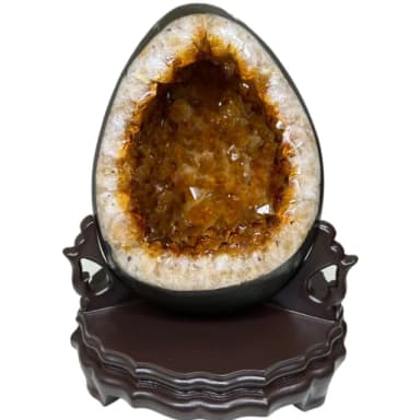 【恬芯晶品】CE7巴西頂級黃水晶恐龍蛋晶洞(桌上型聚財招財偏財運開運風水擺件黃金洞新居禮物)