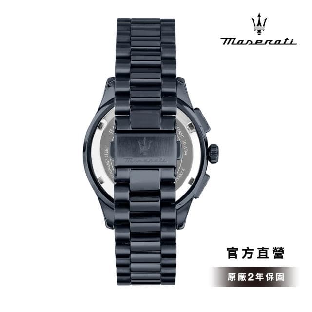 【MASERATI 瑪莎拉蒂 官方直營】Sorpasso 迅捷疾馳系列三眼手錶 藍色不鏽鋼錶帶 42MM R8873624005