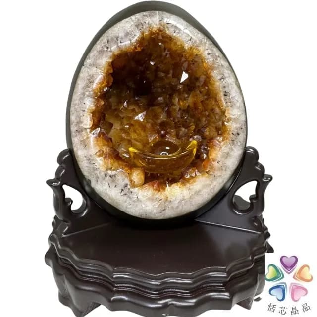 【恬芯晶品】CE22巴西頂級黃水晶恐龍蛋晶洞(桌上型聚財招財偏財運開運風水擺件黃金洞新居禮物)