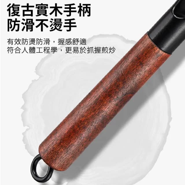 【臻品購】手工鍛造32CM章丘鐵鍋 不粘鐵鍋 炒菜鍋 煎鍋 平底鍋 電磁爐瓦斯爐通用鍋(防生鏽附鍋蓋 喬遷禮物)