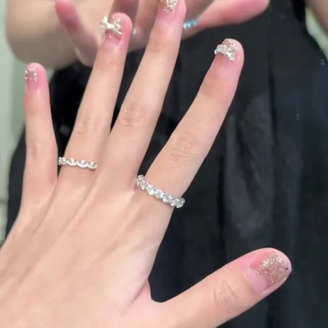 【LEESA】父親節禮物 個性戒指\高級感\蕾絲花邊\女生生日禮物\戒指女\925\純銀戒指\簡約ins風\小眾設計\指