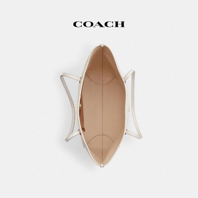 【COACH】蔻馳官方直營 CITY經典Logo托特手袋-IM/白色/粉筆白色(CV976)