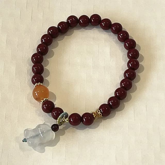 【Penny珮妮】硃砂玉髓小熊手鍊6mm(母親節禮物 送女友 交換禮物  生日禮物 情人節 尾牙 新年 結婚)