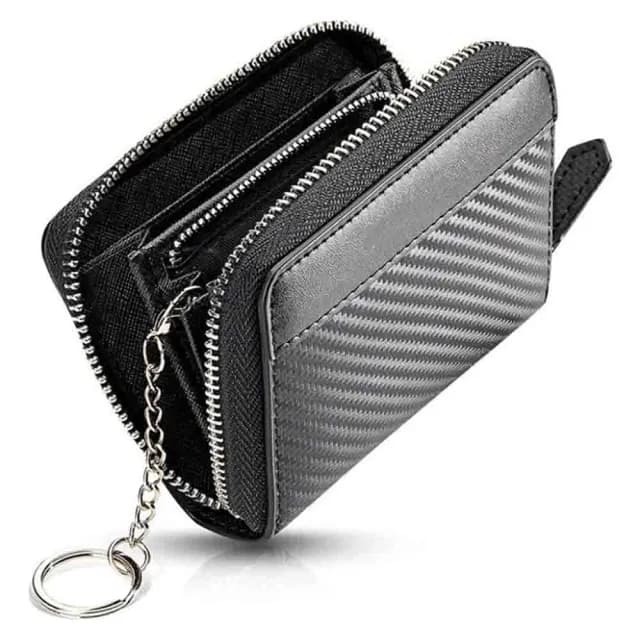 【LEESA】雙11 黑色錢包\碳纖紋短夾\卡夾\零錢包\日本零錢包\拉鍊零錢包\錢包\招財錢包\零錢包