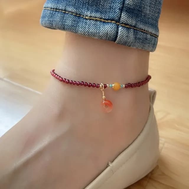 【Penny珮妮】石榴石腳鍊腳繩2款可選(母親節 送女友 交換禮物  生日禮 情人節 尾牙 新年 結婚)