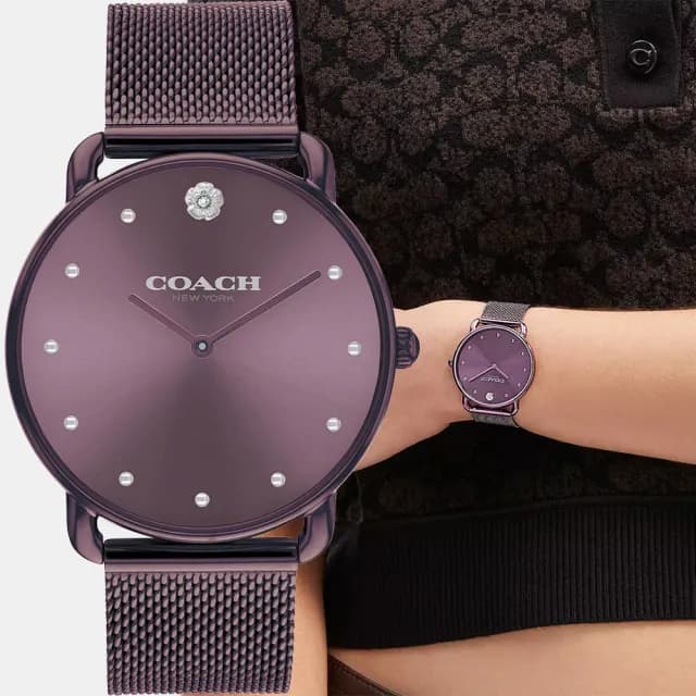 【COACH】Elliot 經典山茶花米蘭帶女錶-36mm 520禮物 送禮 手錶(CO14504211)