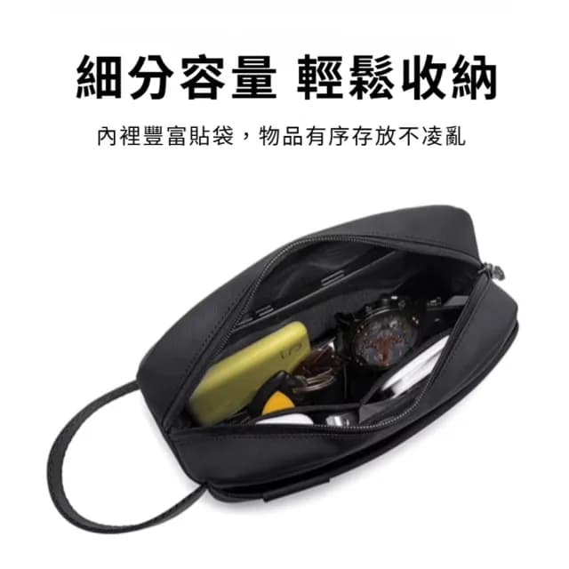 【時尚輕便】父親節禮物 格調紳士休閒防潑水手拿包(防水包 超輕 多口袋 手拎包 手抓包 手包 男士 出國必備