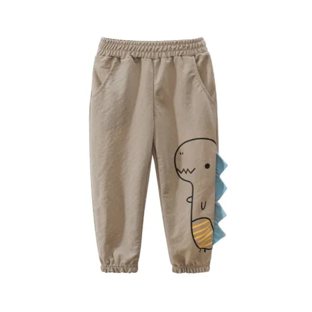 【橘魔法】恐龍角冰絲棉麻透氣防蚊褲(長褲 鬆緊褲頭 褲子 薄長褲 防曬 男童 兒童 童裝)